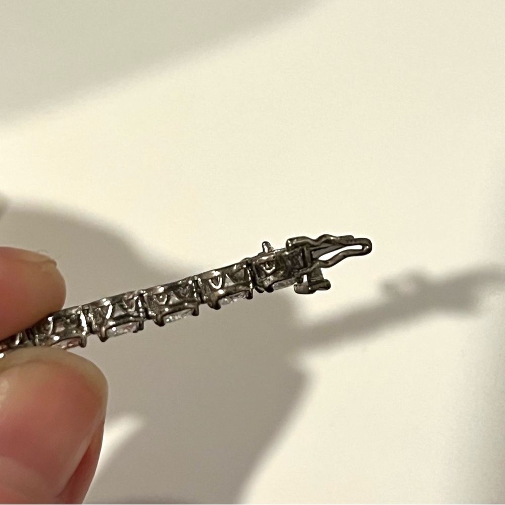Diamonique Elegant Silver Tennis Bracelet - Picture 7 of 7